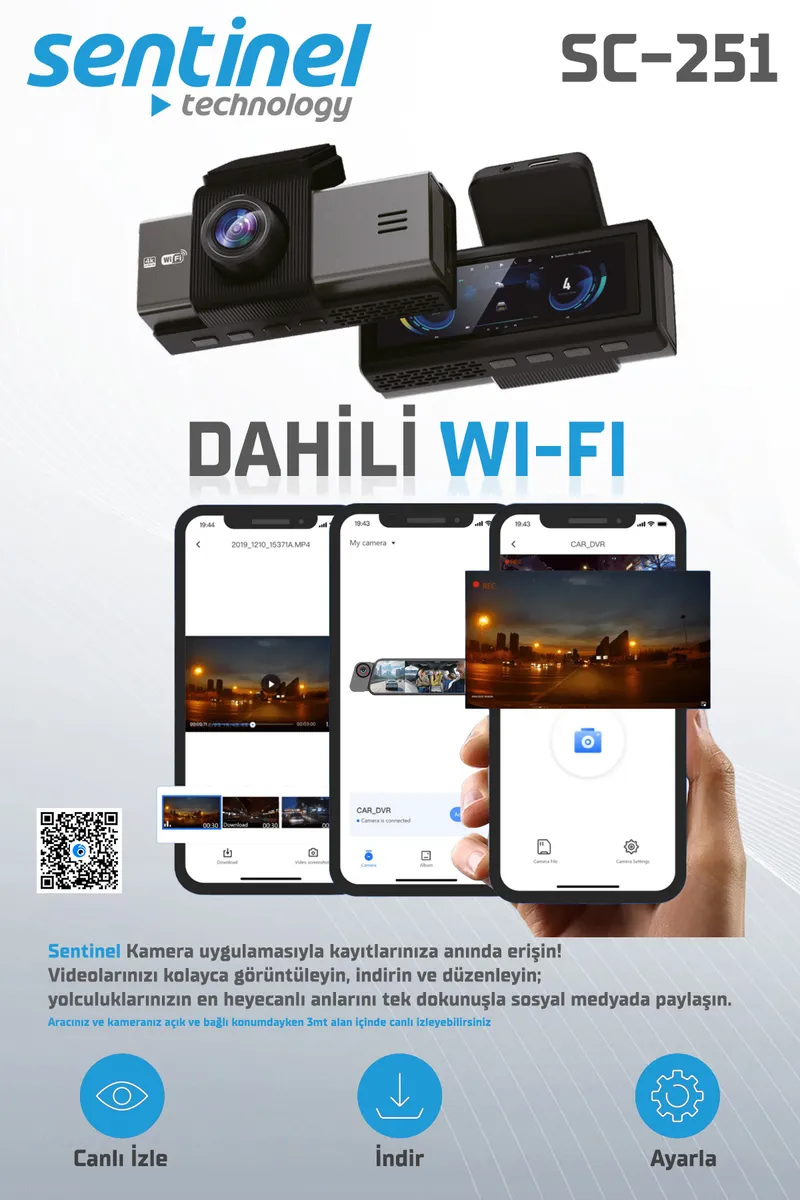 Senti̇nel Kayıt Ci̇hazı 4K 3.2" Ekran 2 Kameralı