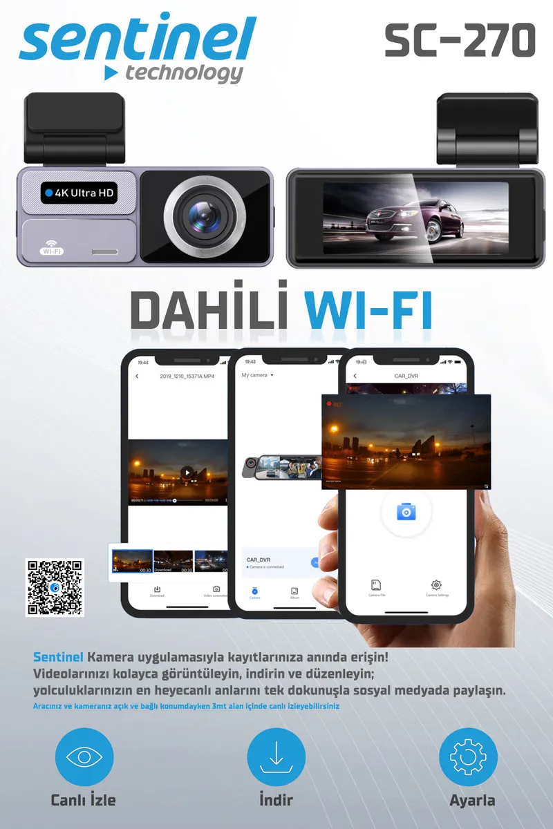 Senti̇nel Kayıt Ci̇hazı 4k 3.2" Dokunmati̇k Ekran 2 Kameralı