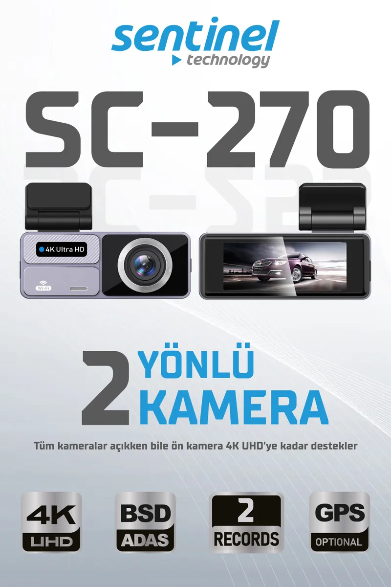 Senti̇nel Kayıt Ci̇hazı 4k 3.2" Dokunmati̇k Ekran 2 Kameralı