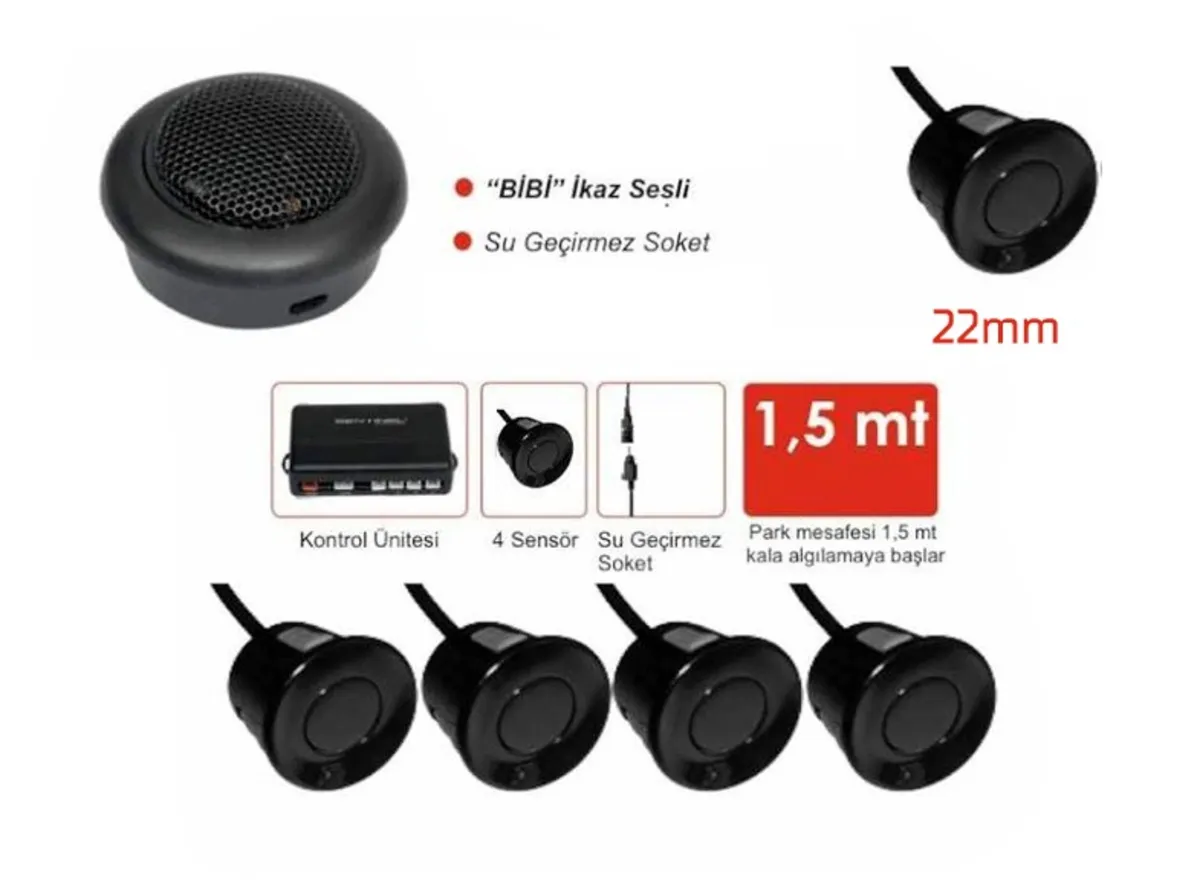 Sentinel Bip Ses İkazlı Park Sensörü - Siyah 22 mm - Park Sensörü