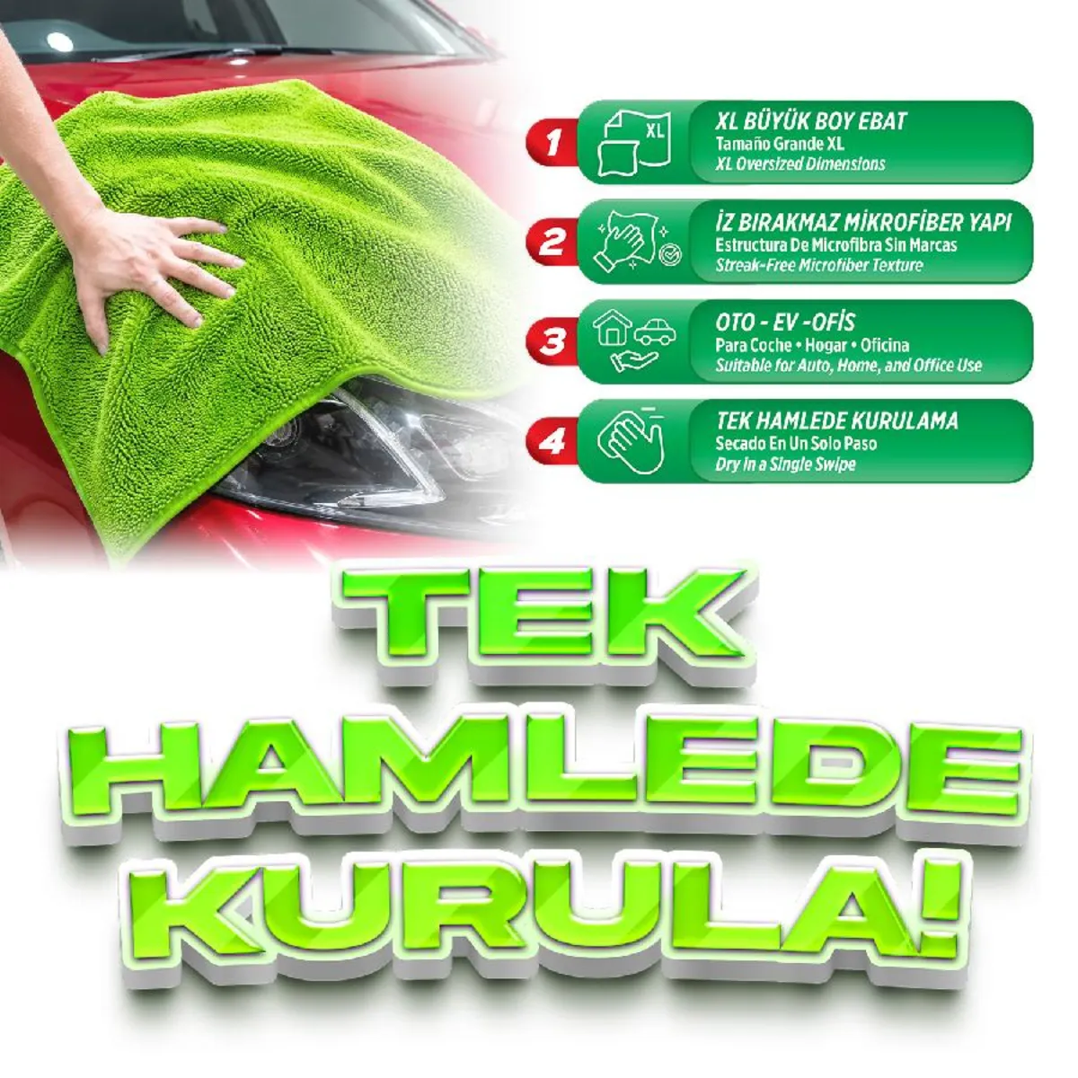 Automix XL Süper Emici Kurulama Havlusu (45 Cm X 75 Cm) - Mikrofiber Bez