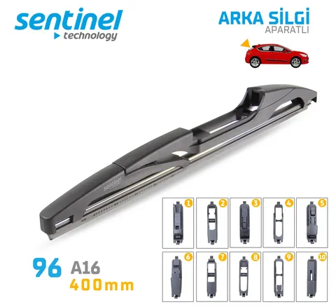 Sentinel Universal Aparatlı Muz ARKA Silecek Süpürgesi - 400 mm / 1 Adet - Arka Silecek