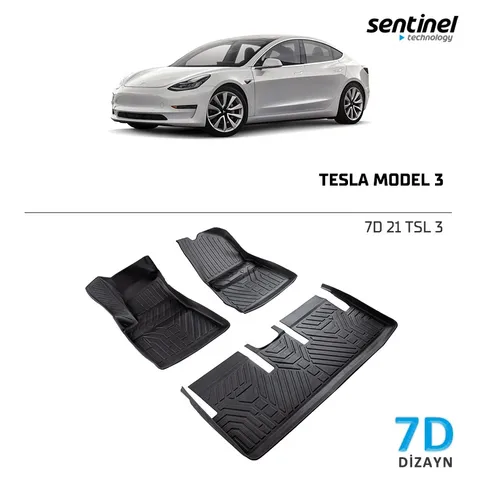 Sentinel TESLA MODEL 3 / 7D Tam Uyumlu Havuzlu Paspas - Tam Uyumlu Paspas (Sahler-Rizline-Lider)