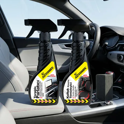 Automix Araç İçi 2li Temizlik Seti / Torpido Parlatıcı ve Koltuk Temizleyici 300ML + 300ML - Torpido Bakım Sütü