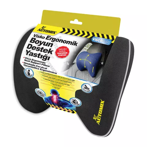 Automix Visko Ergonomik Boyun Yastığı - Oto Boyun Desteği, Ergonomik Boyun Destekli, 29x26 cm - Bel Desteği