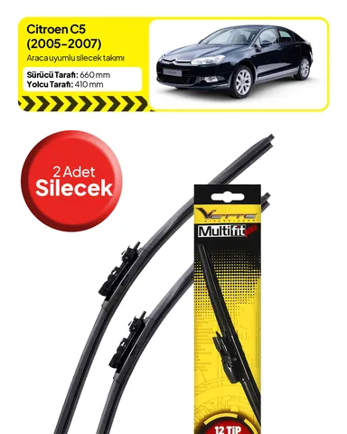 Vette Multifit Citroen C5 Ön Silecek Takımı (2005-2007) - Araca Özel Ön Silecek TAKIM
