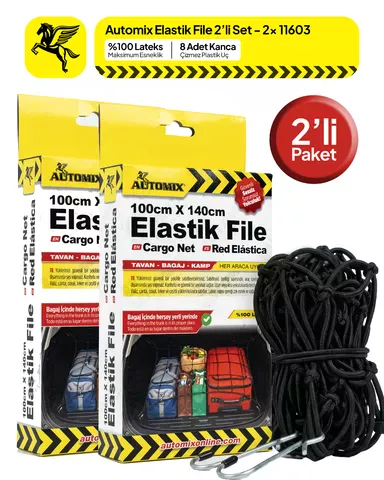 Automix Elastik Bagaj Filesi 100x140 Cm - İkili Paket - Bagaj Lastiği