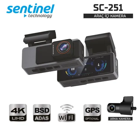 Senti̇nel Kayıt Ci̇hazı 4K 3.2" Ekran 2 Kameralı