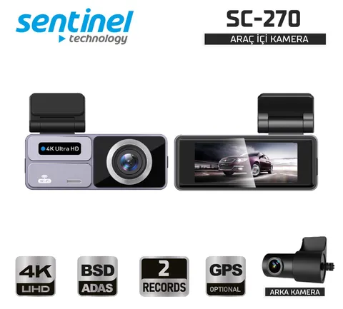 Senti̇nel Kayıt Ci̇hazı 4k 3.2" Dokunmati̇k Ekran 2 Kameralı