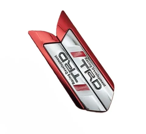 Metal Gümüş TRD Bıçak Model Oto Arma Sticker / 2 Adet Kırmızı - Arma & Sticker