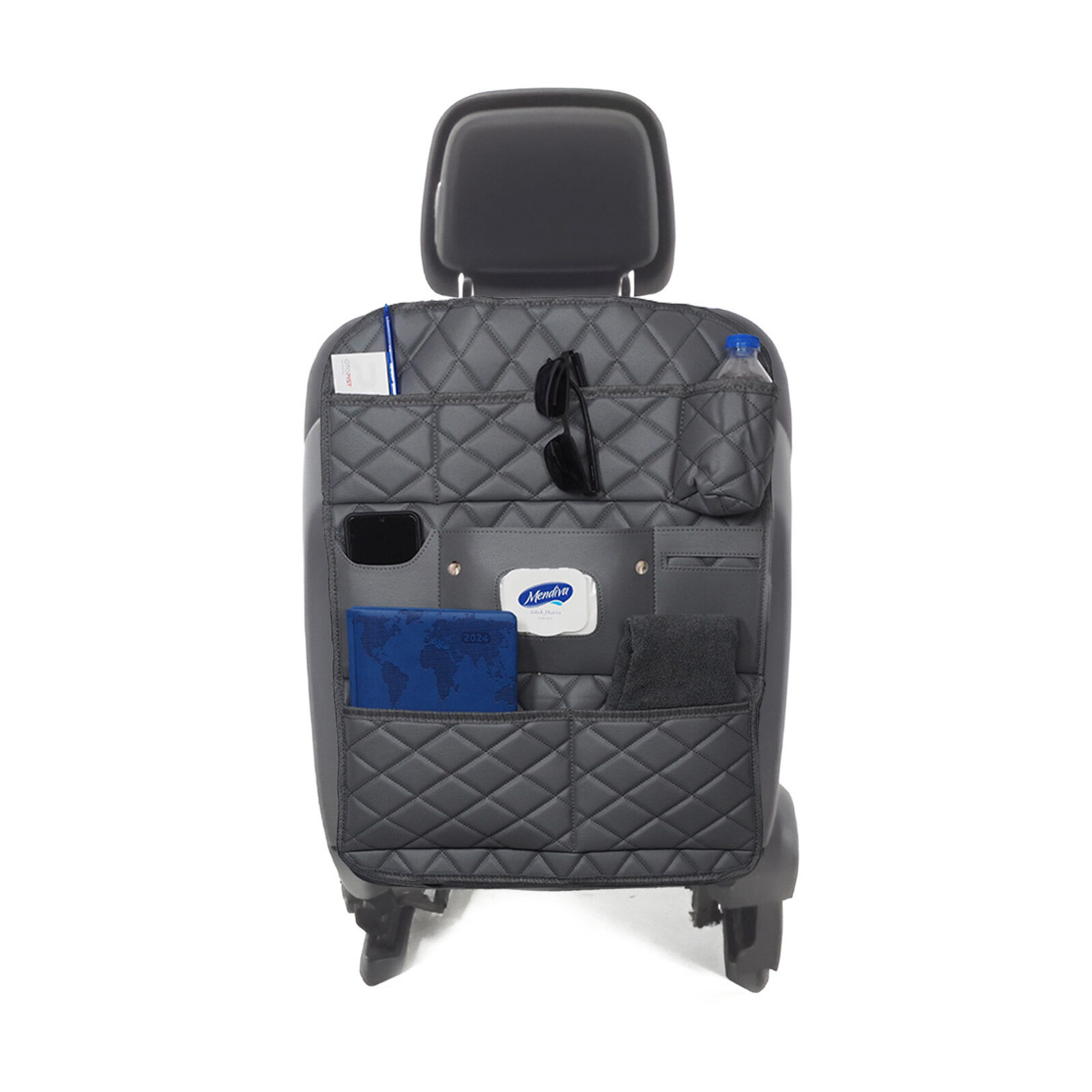 koltuk-arkasi-organizer - Wimbledon Oto Koltuk Arkası Düzenleyici Nakışlı Deri Organizer 44 X 62 CM / 1 Adet