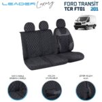 binek - Leader FORD TRANSİT 2013 SONRASI 2+1 TİCARİ NAKIŞLI ALKANTRA OTO KILIFI