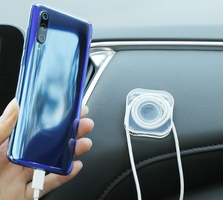 kaydirmaz-ped - Kablo Kanallı Güçlü Yapışkan Telefon Tutucu Kare