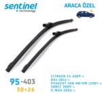 araç sileceği - Sentinel ÖN Silecek Takım - Cıtroen C4 2009 / DS4 2011 / Peugeot 308 HB/SW 2007 / 308cc 2009 / S-Max 2006 / 760mm 650mm
