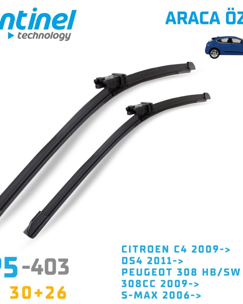 araç sileceği - Sentinel ÖN Silecek Takım - Cıtroen C4 2009 / DS4 2011 / Peugeot 308 HB/SW 2007 / 308cc 2009 / S-Max 2006 / 760mm 650mm | OTOPIST