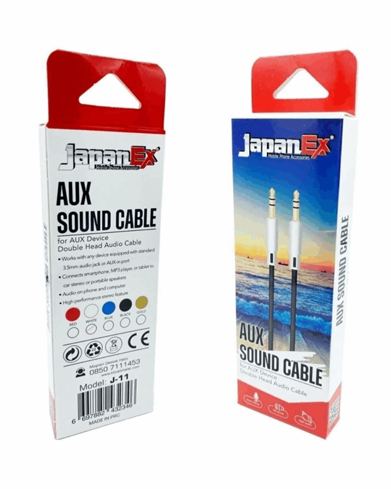 aux-kablosu - Japanex Aux Kablosu 3.5Mm Örgülü 1 Metre