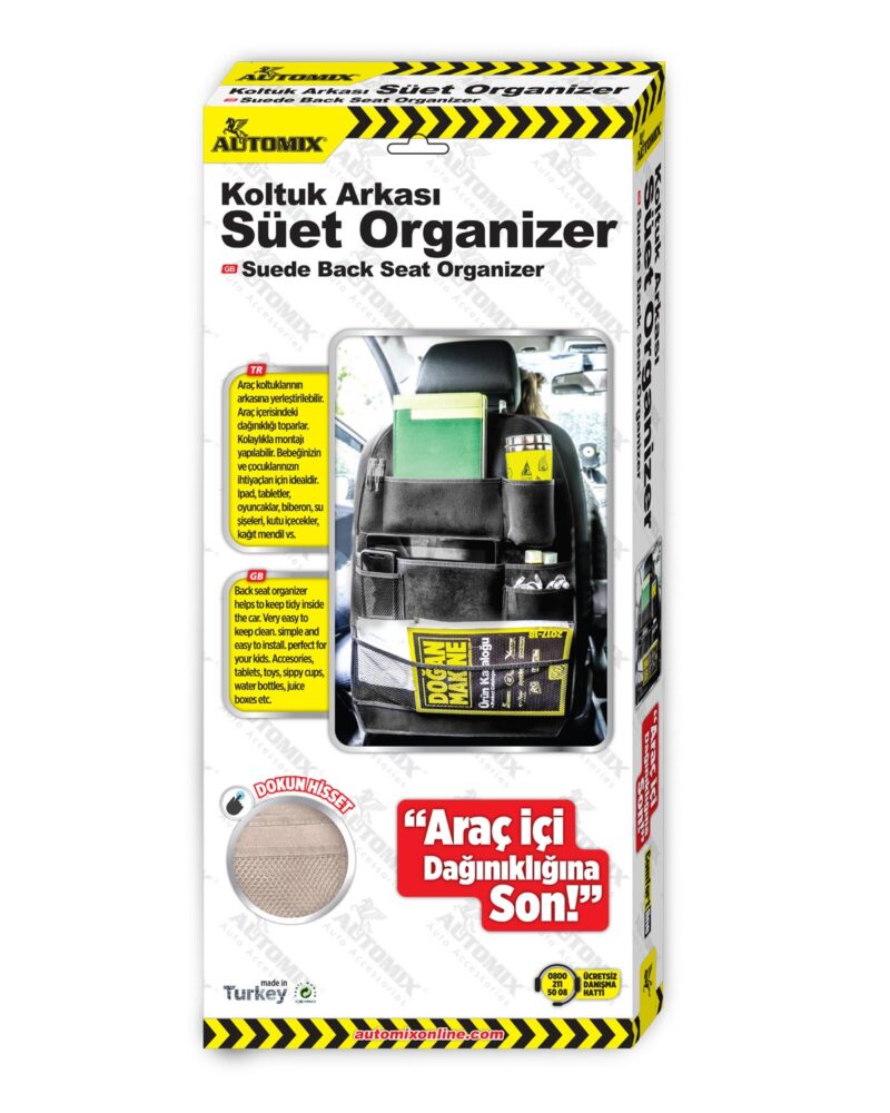 koltuk-arkasi-organizer - Automix Süet Organizer Siyah 45X66 CM / 1 Adet