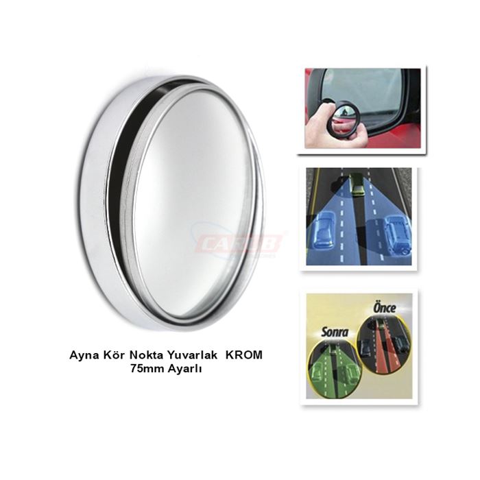 Yan-ayna-ustu-kor-nokta - Carub Ayna Kör Nokta Yuvarlak 75Mm Ayarlı Krom Nikelaj - 1 Adet | OTOPIST