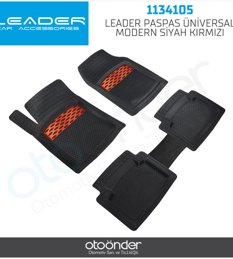 oto paspas - Leader Paspas Üniversal Modern Siyah Kırmızı