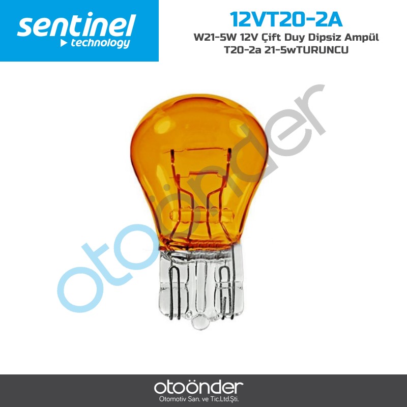 araç ampulü - Sentinel W21-5W 12V Çift Duy Dipsiz Ampül T20-2A 21-5W Turuncu