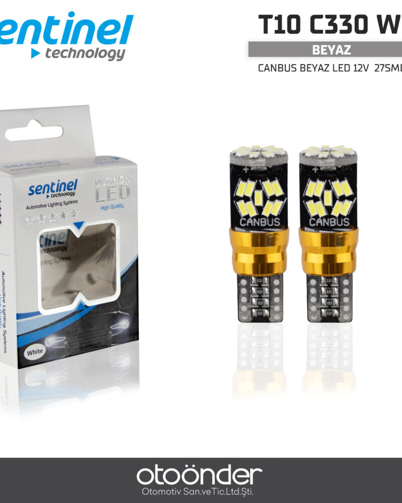 oto aksesuar - CANBUS BEYAZ LED T10 / 12V 27 SMD - 2 Adet