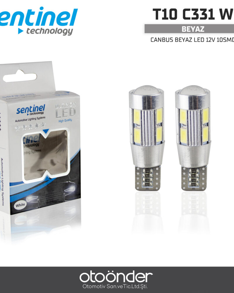 oto aksesuar - CANBUS BEYAZ LED T10 / 12V 10 SMD - 2 Adet