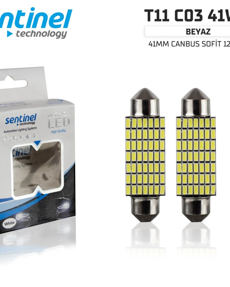 sofit-led - CANBUS SOFİT 41mm BEYAZ 49 SMD 12-24V UYUMLU LED Güçlü Işık - 2 Adet