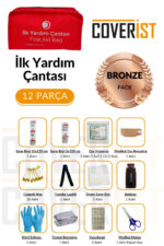 trafik-seti - Üçgen Trafik ve İlk Yardım Seti - Muayene Uyumlu 1 KG Araç Yangın Tüpü - 2 Adet Reflektör - Bronze Pack
