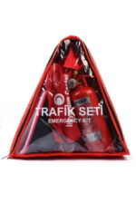 trafik-seti - Üçgen Trafik ve İlk Yardım Seti - Muayene Uyumlu 1 KG Araç Yangın Tüpü - 2 Adet Reflektör - Bronze Pack