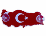 direksiyon kılıfı - Türkiye Haritası Ay Yıldız Bayrak Kırmızı Vantuzlu Pleksi Cam Süsü / 15 Cm