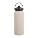 çelik termos - Noki Bej Çelik Matara Çevir Aç Pipet Taşıma Kulplu / 960 ML