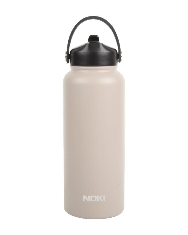 çelik termos - Noki Bej Çelik Matara Çevir Aç Pipet Taşıma Kulplu / 960 ML | OTOPIST